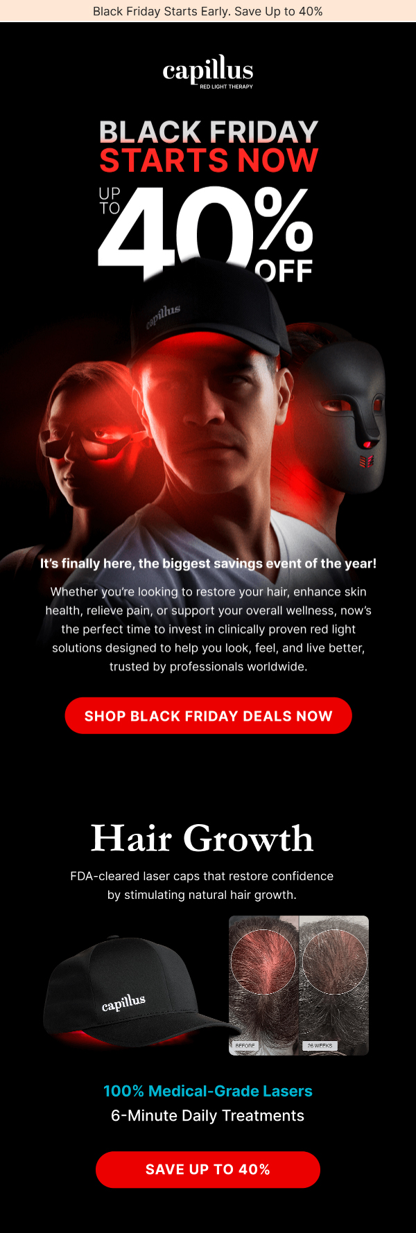 Capillus Black Friday email campaign