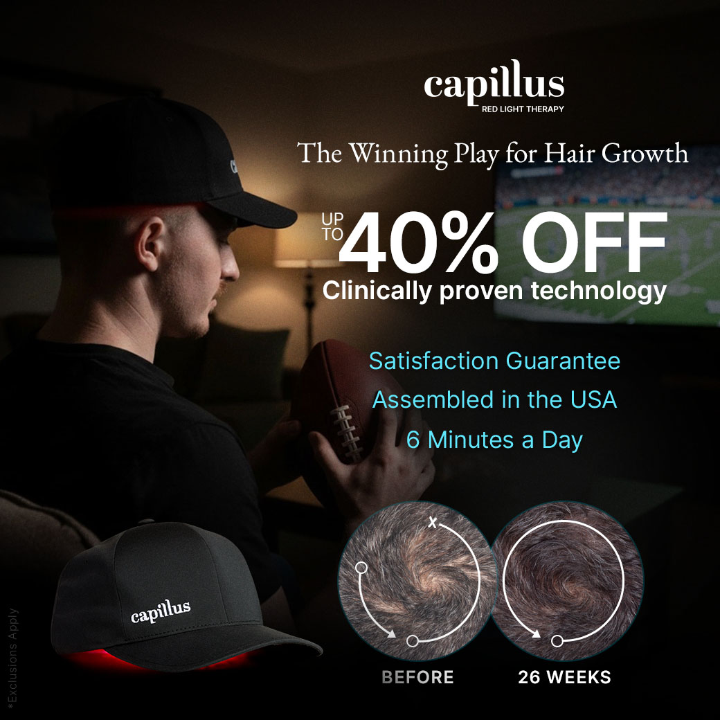 Capillus hair growth offer ad — up to 40% off