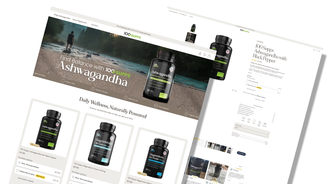 100SUPPS ecommerce work by Olko
