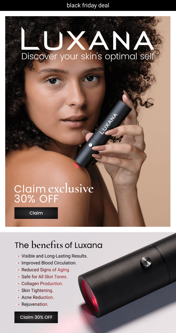 Luxana Black Friday email campaign